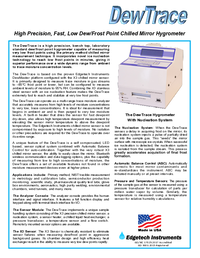 Thumbnail of document Data Sheet - DewTrace Lab Grade Chilled Mirror Hygrometer